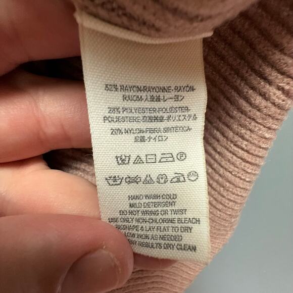 Free People Oversized Ribbed Turtleneck Sweater Pink Small Slouchy Knit - Picture 6 of 6